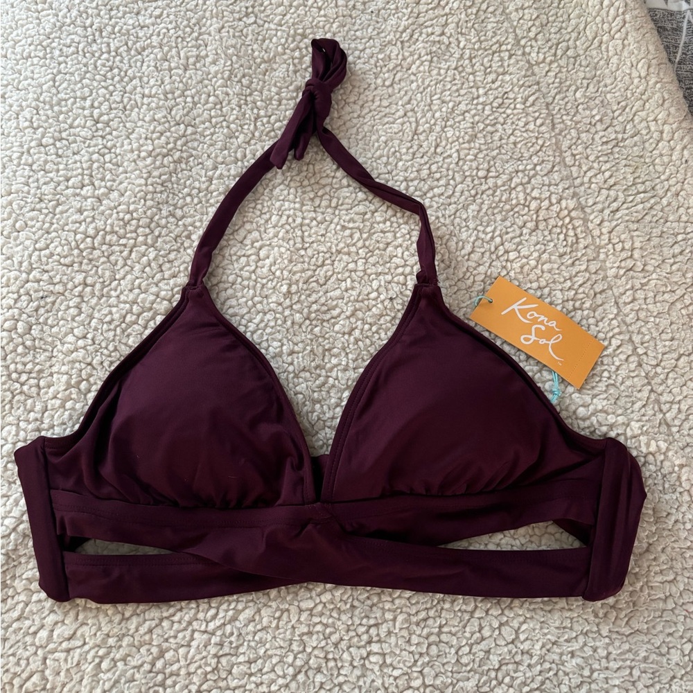 Kona Sol Women's Burgundy Bikini Top